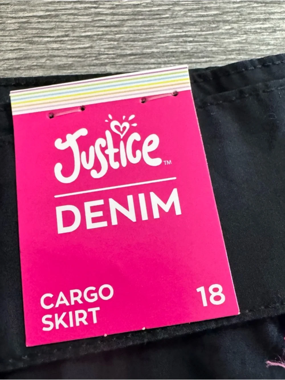 Justice Denim Girls Cargo Skirt With Belt Black Built In Shorts Size 18